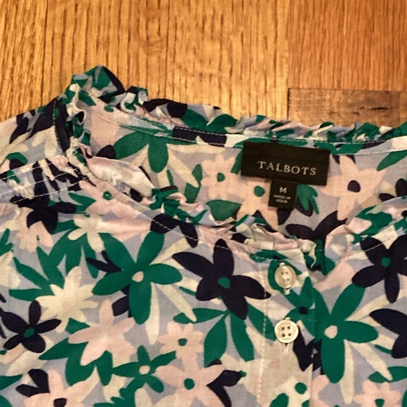 Talbots Blue and Green Cotton Top Size Medium - Picture 15 of 15